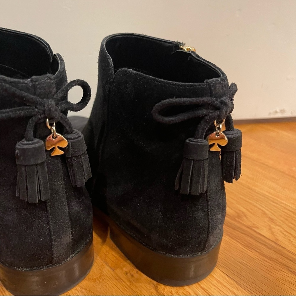 Kate Spade NY Saddle Black Suede Back Bow Tassel boots size 7.5 - Picture 6 of 16